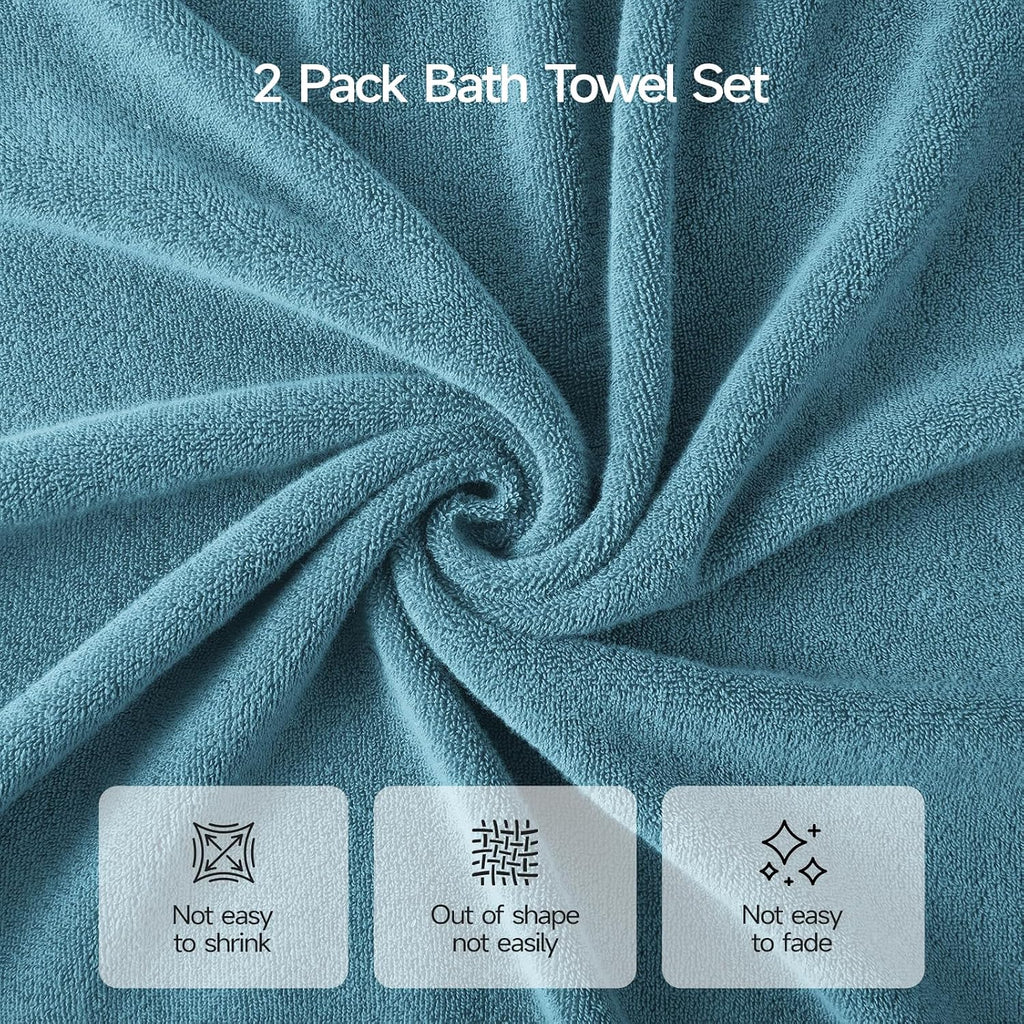 Ultra Soft 6-Piece Towel Set, 100% Cotton | Lighter Weight, Quick Dry, Highly Absorbent, 2 Bath, 2 Hand, 2