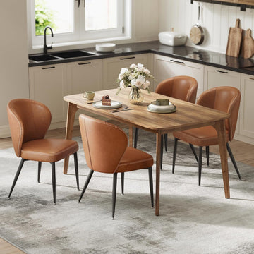 Dining Chairs Set of 4, Upholstered Kitchen Chairs, Comfortable Seat, Synthetic Leather with