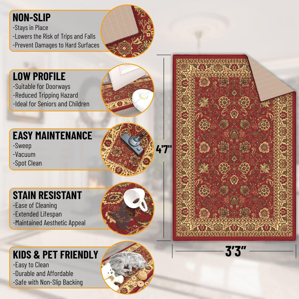 Oriental Area Rug - Non-Slip Kitchen Rugs