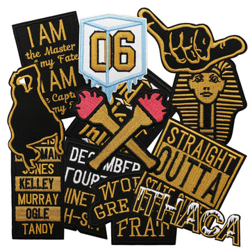 12 Pcs Vintage Black Gold Iron on Patches, Embroidered Applique, Decorative Patches for Clothes Backpacks Hats