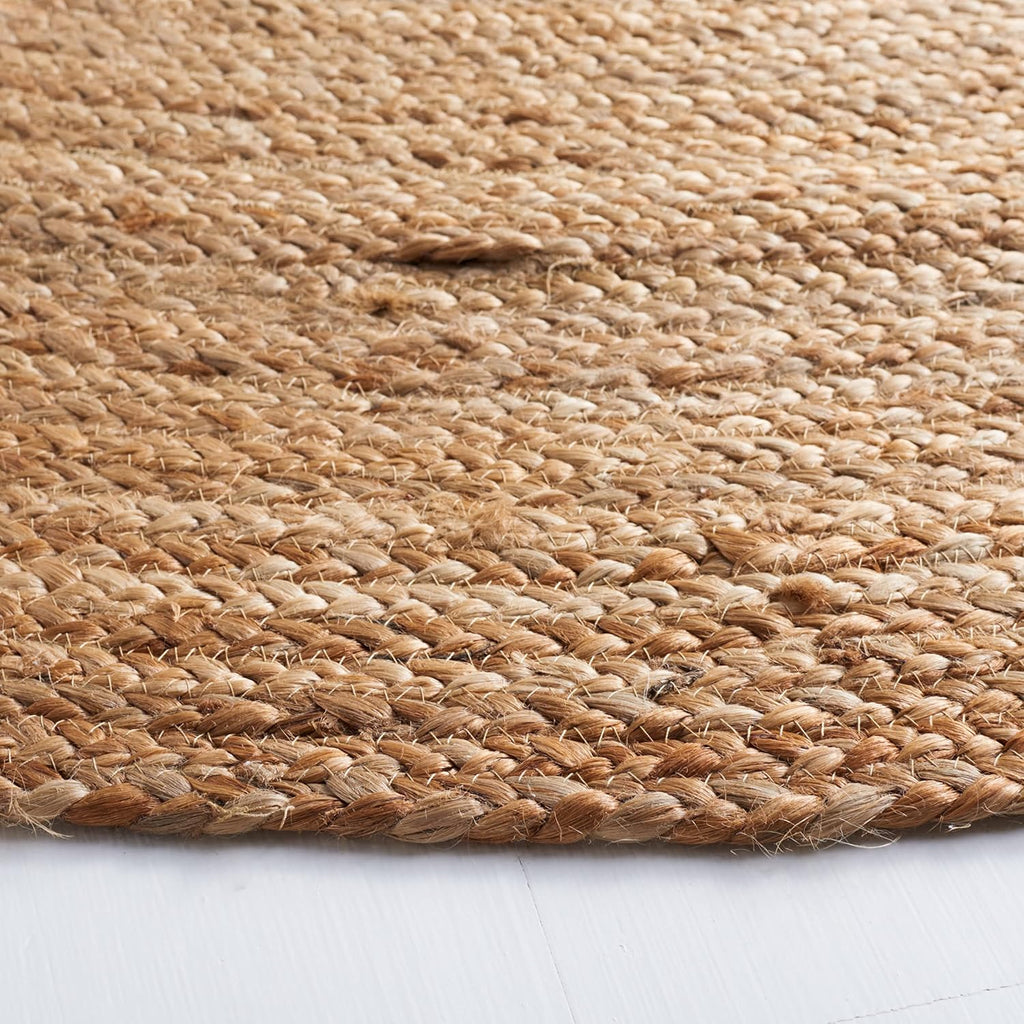 Area Rug 8' Round - Cape Cod Collection- Large - Natural Brown, Handmade Braided Flat Weave Jute (CAP252A)