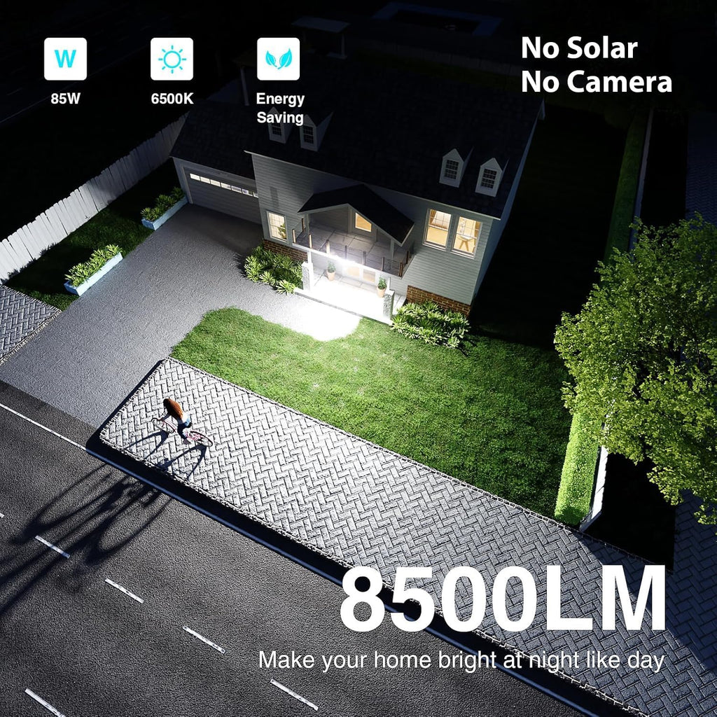 85W LED Security Lights Motion Sensor Light Outdoor, 8500LM Dusk to Dawn, IP65 Waterproof, 6500K, 3 Head Motion