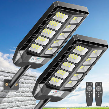 Solar Lights Outdoor, IP66 Waterproof Street Lights Outdoor, TW001 | 6500K Dusk to Dawn Solar Security Flood Lights