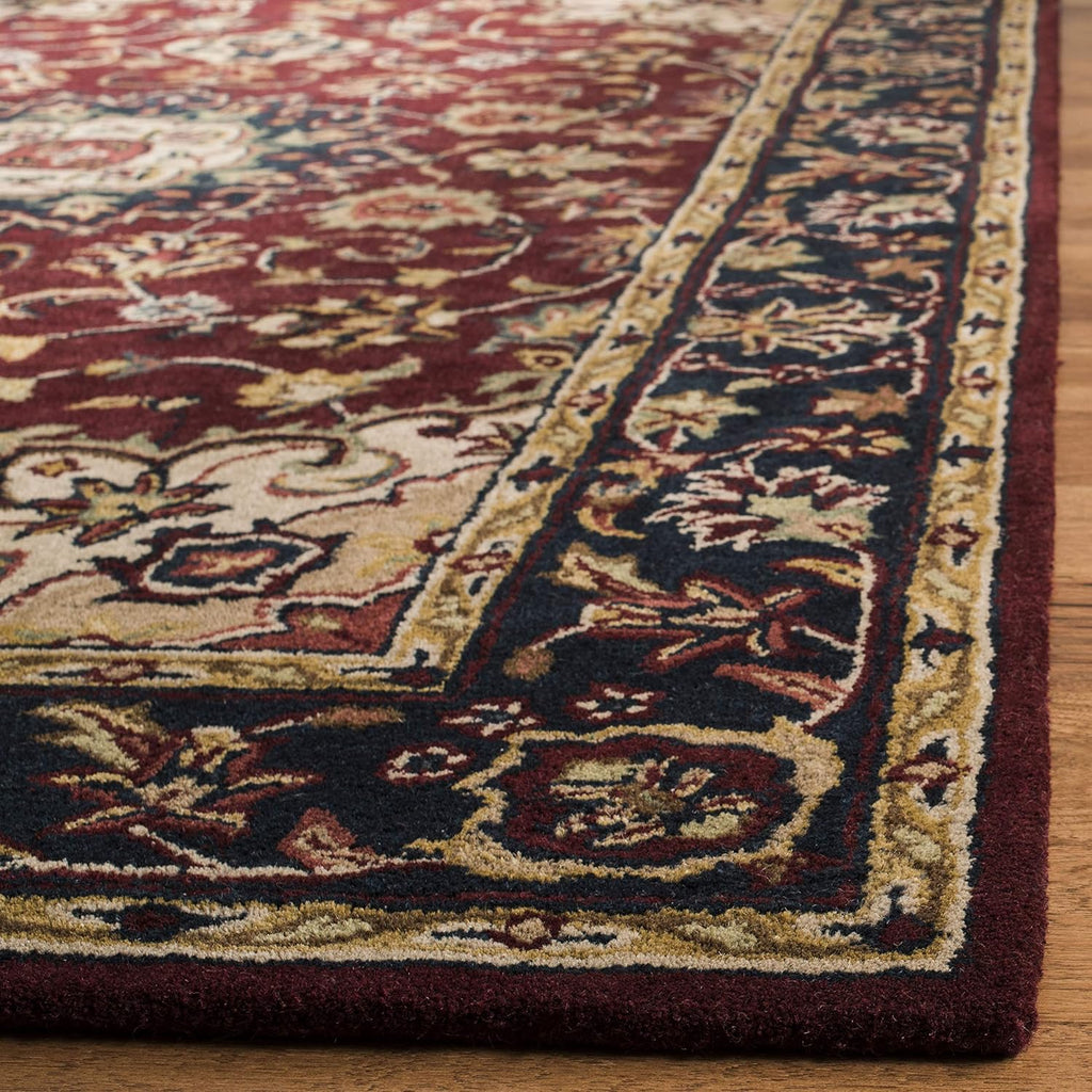 Classic 9' x 12' Burgundy / Navy Handmade Traditional Oriental Premium Wool Area Rug