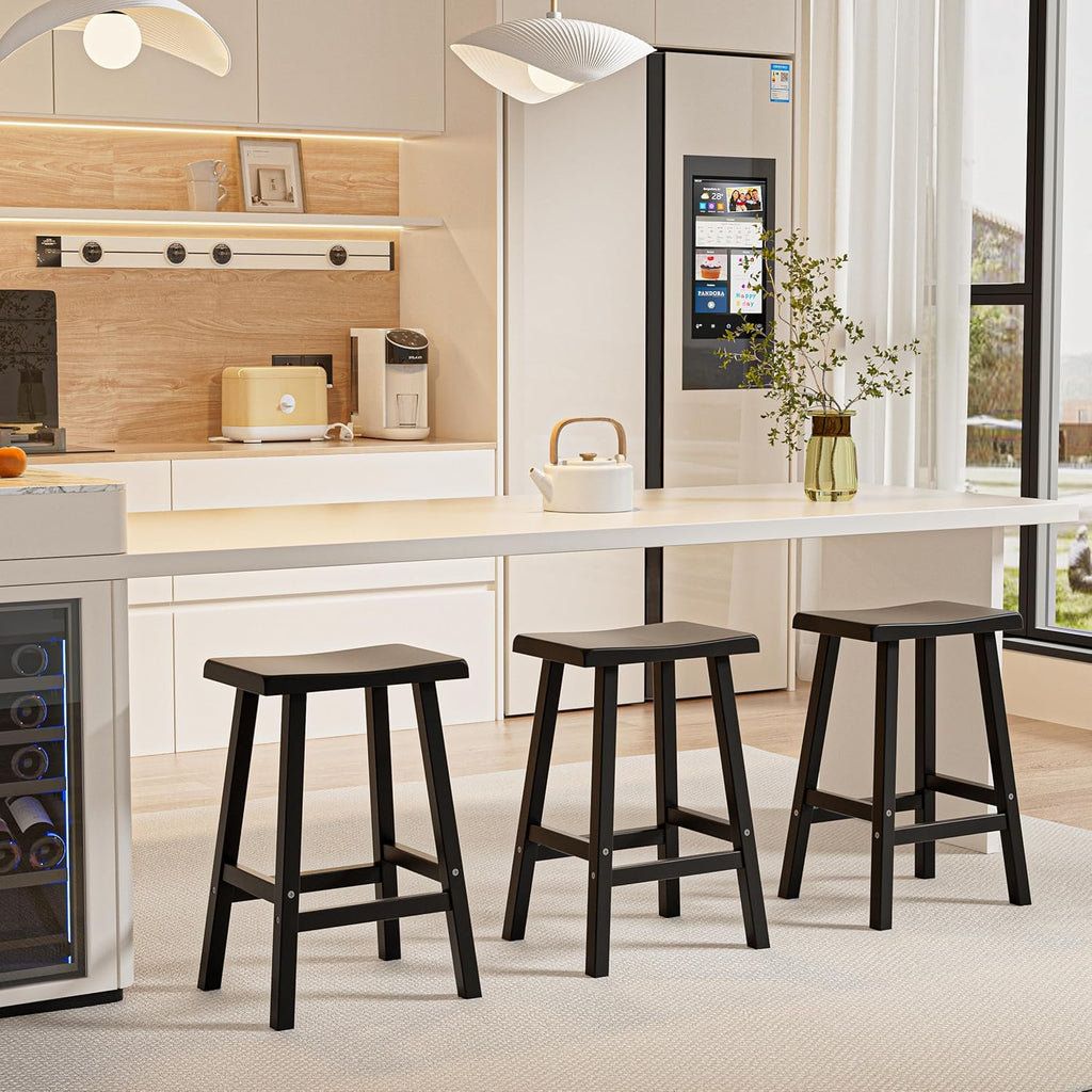 Bar Stools Set of 2, Waterproof UV-Resistant,Durable Resin Kitchen Island Chairs Use, Modern Design,and Cafe (24''