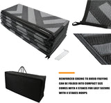 Outdoor Rugs Reversible Waterproof Mat Plastic Straw Rug with Corner Loops & Stakes Non-Fading RV Ca