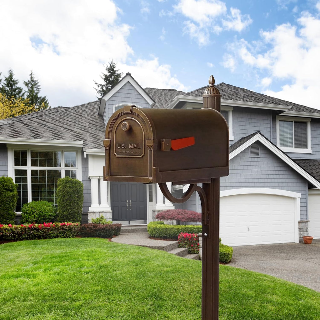 Savannah Curbside Mailbox - Copper Aluminum Mailbox for Post Mount
