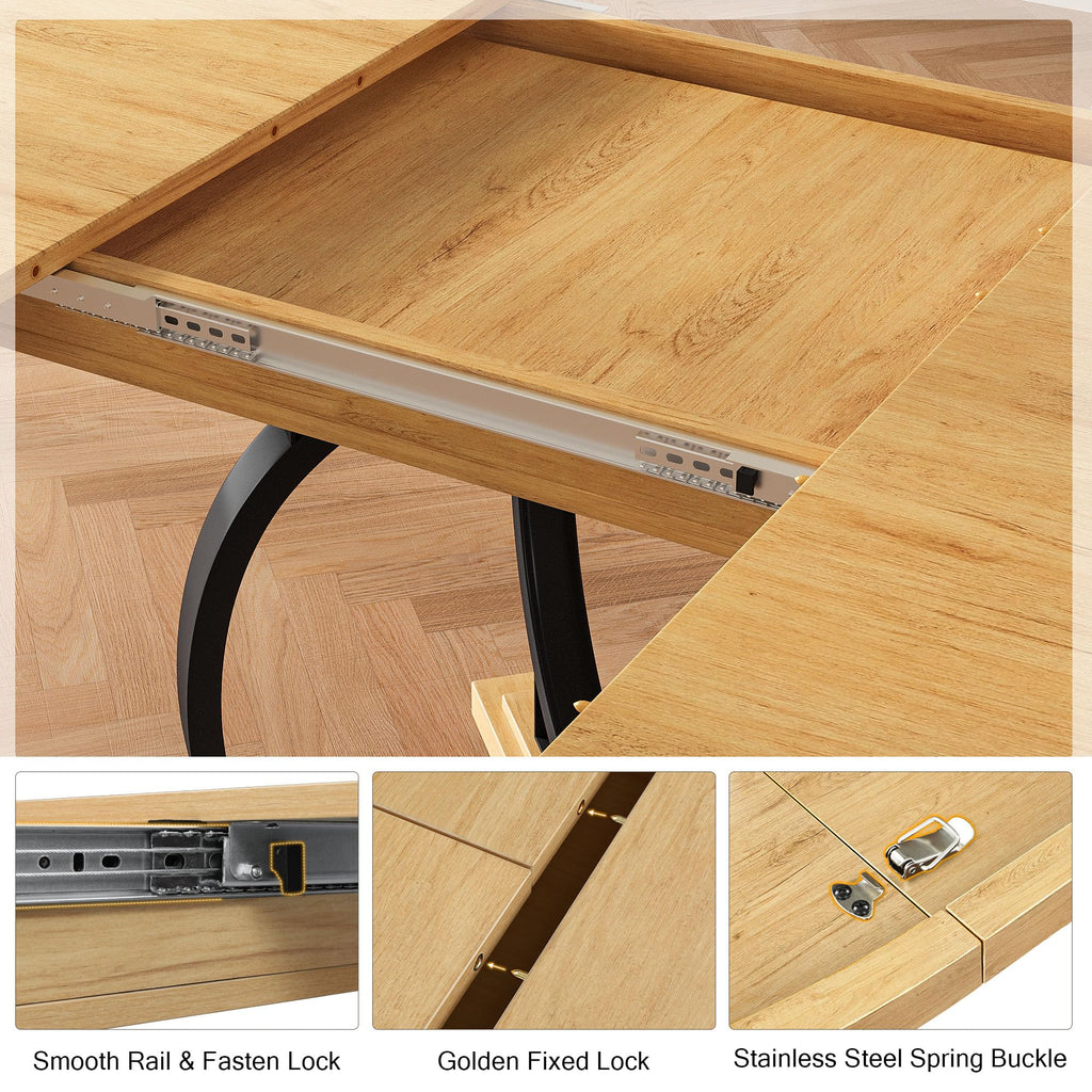 59" Extendable Round Dining Table for 4-6, Modern Oval Kitchen Table with Heavy Duty Curved Legs & Pedestal Base