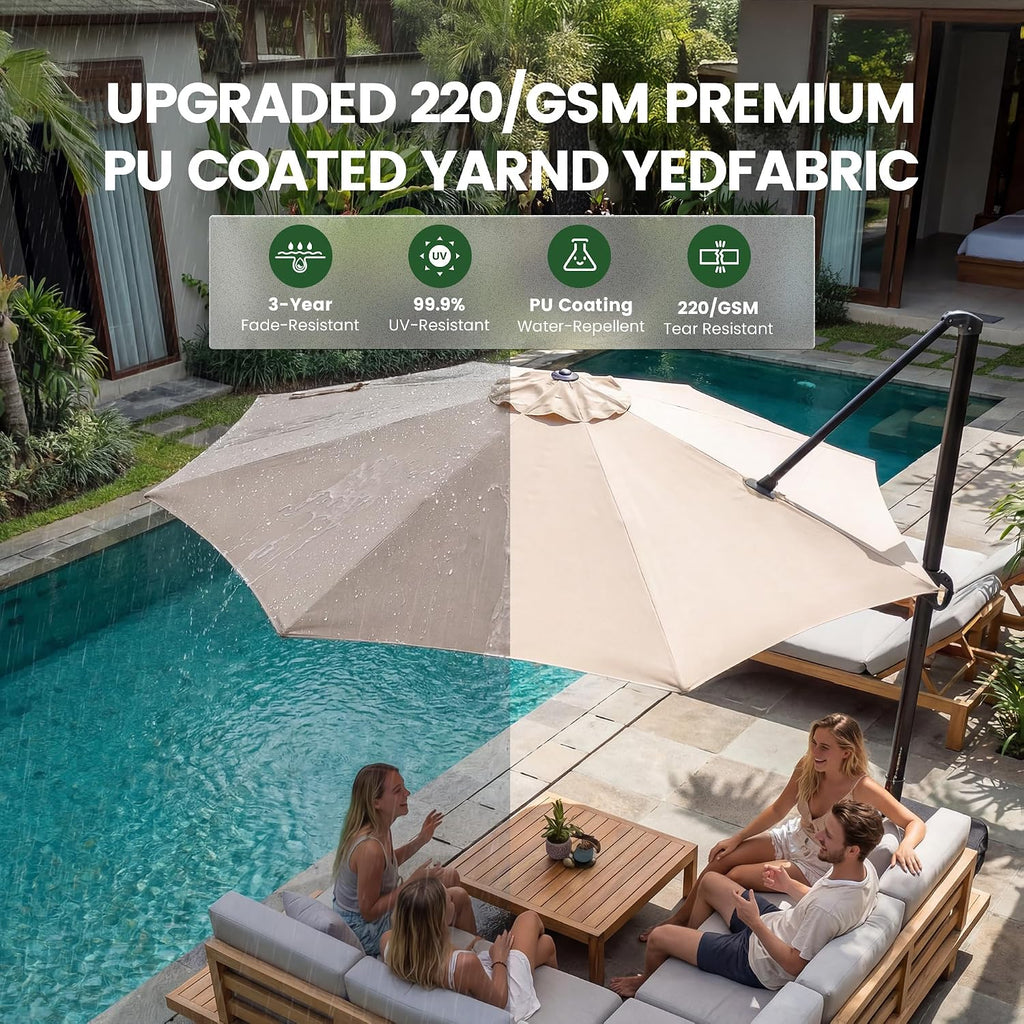 9' x 12' Cantilever Offset Patio Umbrella with Base Included