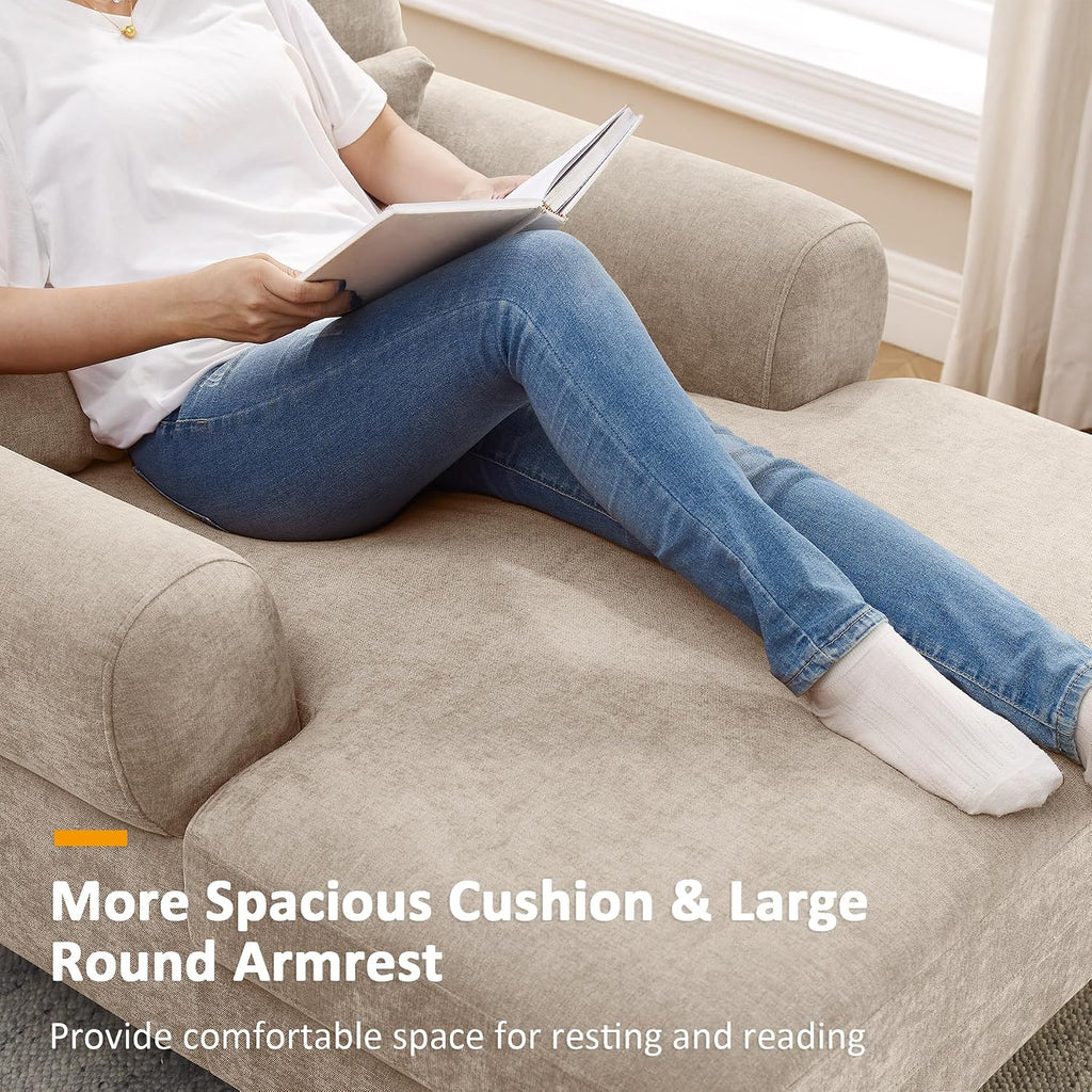 Modern Chaise Lounge Chair with Adjustable Backrest, Upholstered Indoor Leisure Sofa Recliner, Oversized Accent Chair