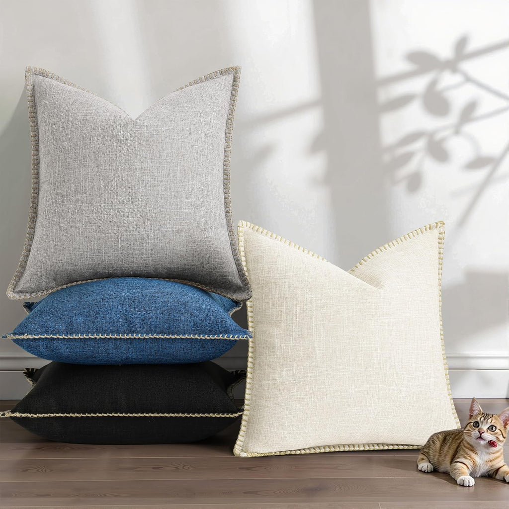 Patriotic Summer Decorative Throw Pillow Covers 12x20 Set of 2 Lumbar Faux Linen Outdoor Neutral Farmhouse Coastal