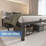 18 Inch Full Bed Frame with Round Corner Legs Mattress Slide Stopper No Box Spring Needed Heavy Duty Metal Platform