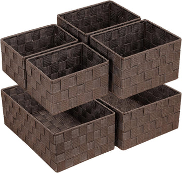 Woven Storage Baskets for Organizing 6 Pack, Large&Small Storage Cube Bins Set , Storage Boxes Container for Drawer