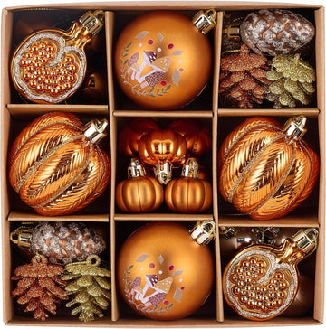 Fall Ornaments Shatterproof Tree Decorations - Set of 35