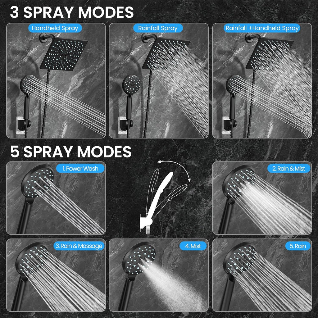 High Pressure Rain Shower Head with Handheld