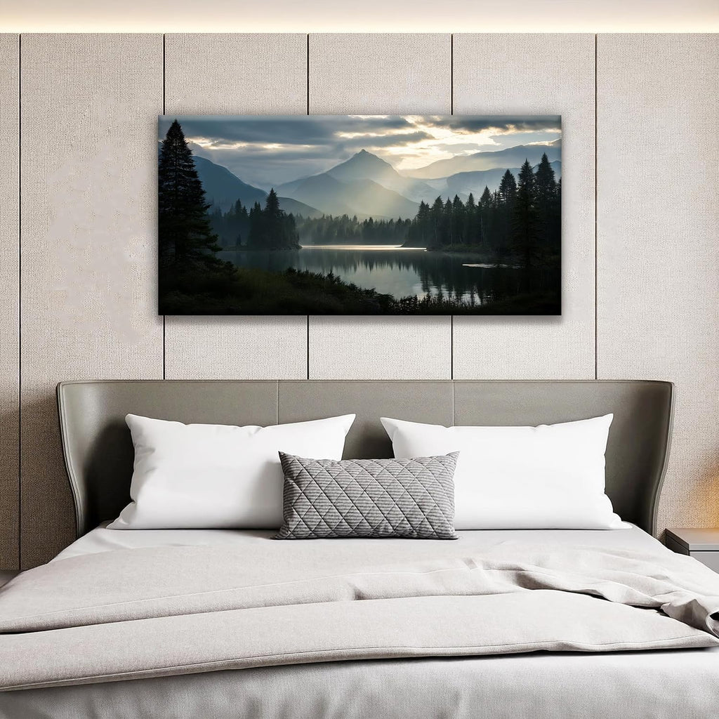 Canvas Art Wall Decor Wall Art Modern Office Wall Decorations Forest River Landscape Paintings Pictures Artwork