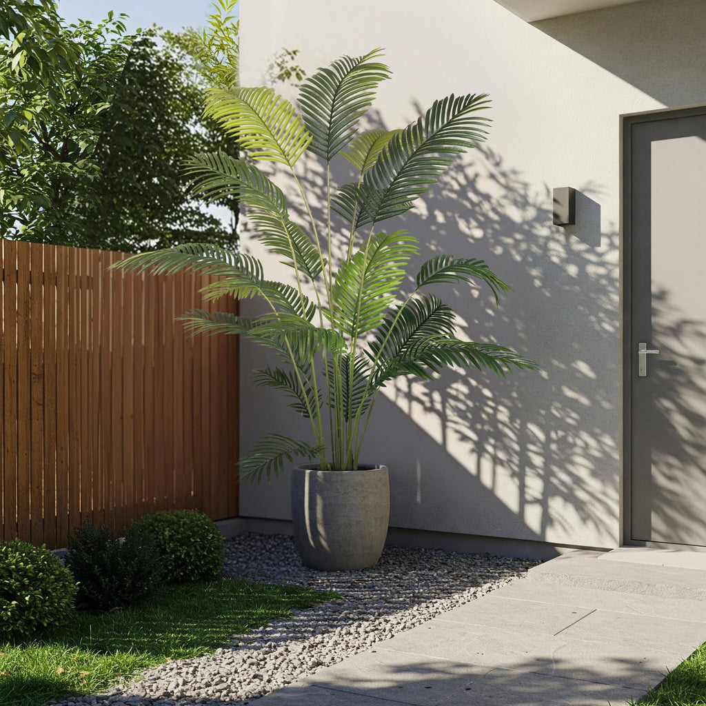 Garden 82in 2-Pack Artificial Areca Palm Tree in Pot, 7ft Fake Cane Palm Silk Plant Indoor Outdoor, Dypsis Lutescens