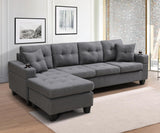 Wakefit Sectional Sofa Couch, Modern 4-Seaters Living Room Furniture Sets with Reversible Chaise Lounge & 2 Pillows |