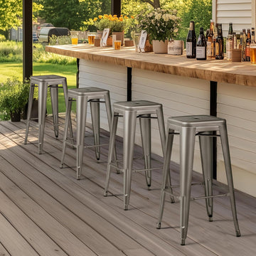 30'' Metal Bar Stools 4PCS Bar Height Barstools Stackable Bar Chairs for Bistro/Patio/Cafe/Restaurant/Dining