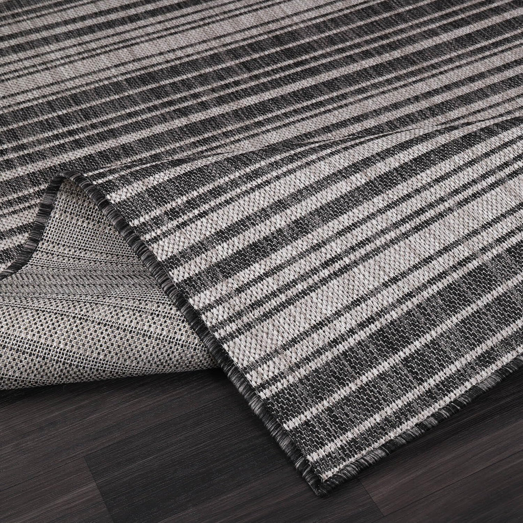 Stripe Outdoor Rug 5x7 Washable Outside Carpet Patio Porch Waterproof Easy Cleaning Non Shedding Area Rugs Dark Gray