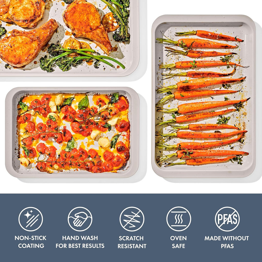 Good Grips Non-Stick Pro Ceramic Coated Metal Bakeware 3-Piece Sheet Pan Set - Storm Blue