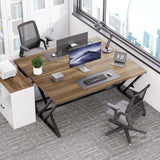 Wood Computer Desk, Rustic Home Office Executive Desk, Industrial Wooden Computer Writing Study Work Gaming Table