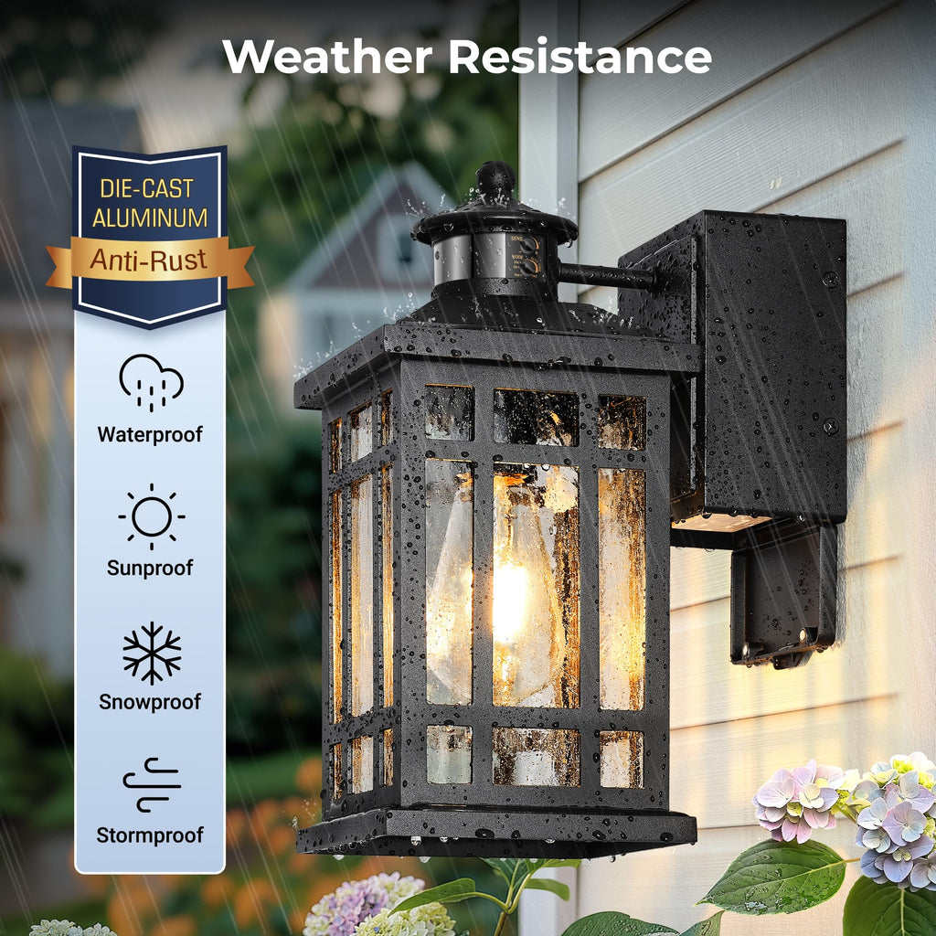 Motion Sensor Outdoor Lights with GFCI, Modern Black Dusk to Dawn Outdoor Lighting, Upgraded Motion Sensor Outside