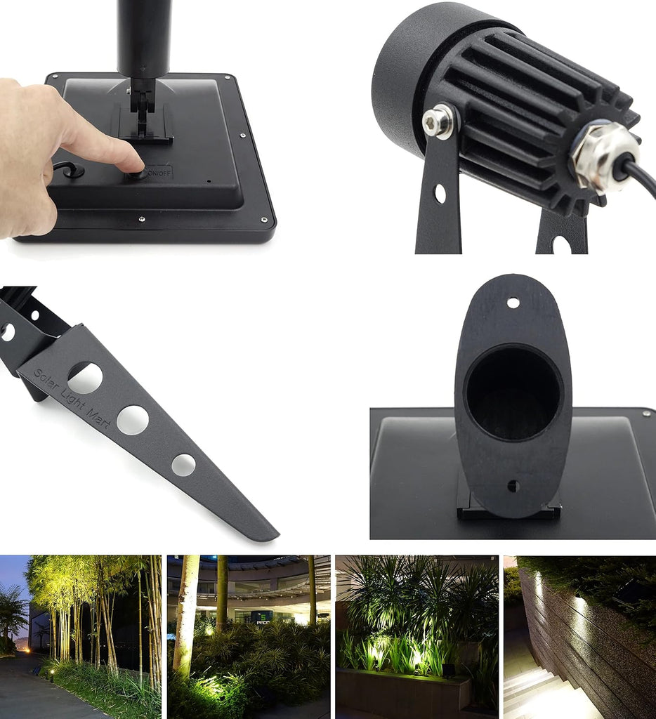 50X Twin Solar-Powered Cast Aluminium Warm White LED Spotlight 60-100 Lumen Per Light Fixture for Outdoor Garden Yard
