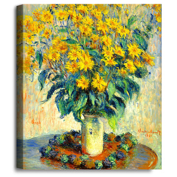 Jerusalem artichoke flowers 1880 by Claude Monet The World Classic Art Reproductions, Giclee Canvas Prints Wall Art