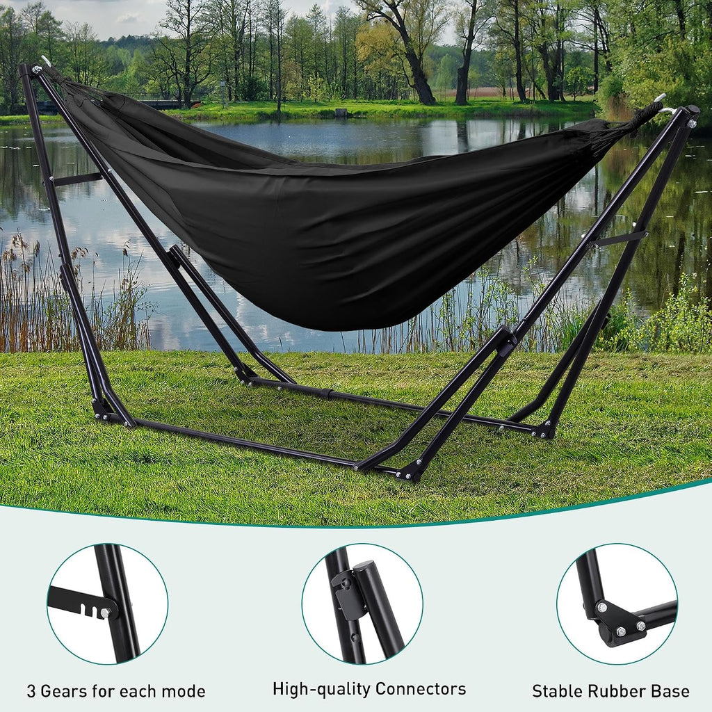 With Foldable Stand, 2 in 1 Hammock and Swinging Chair with Carrying Bag, Portable Camping Chair Suitable for