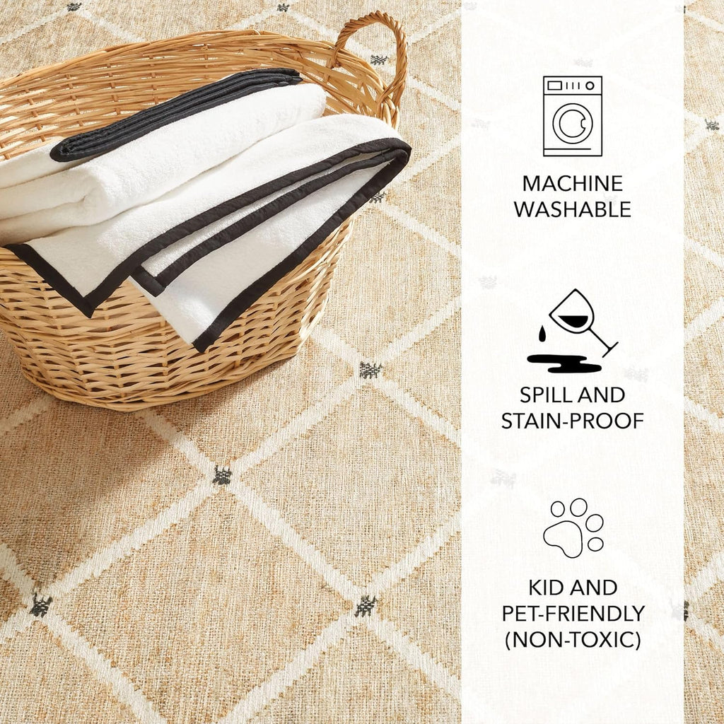 Dash and Albert Kali, Natural, 2' x 3', Diamond, Soft and Cozy, High Traffic, Lightweight, Anti-Slip