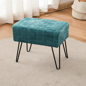 Agate Green Fuzzy Velvet Ottoman 19" x 13" x 17" H
