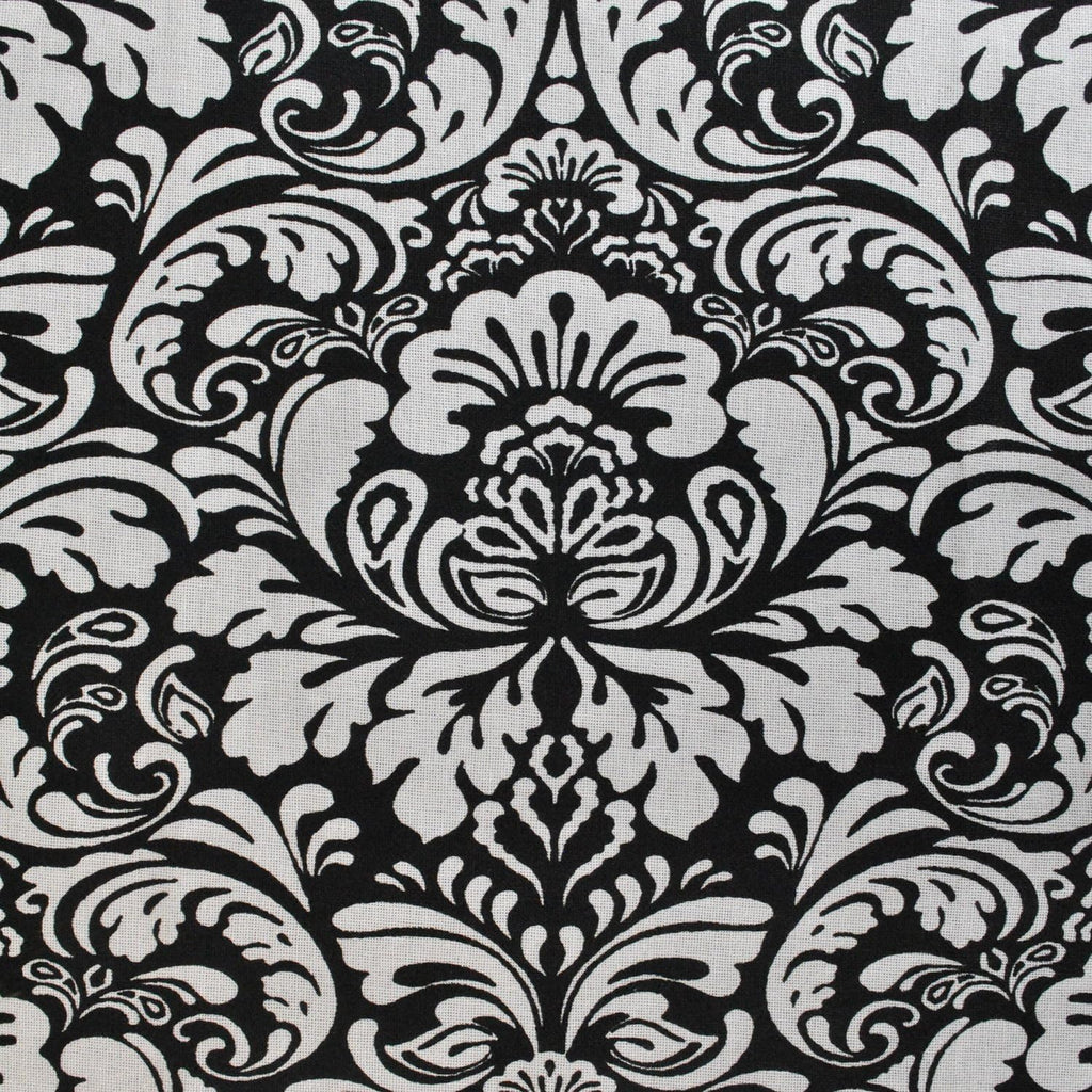 Damask Cotton Tablecloth, 70" Round, Black