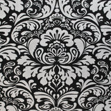 Damask Cotton Tablecloth, 70" Round, Black