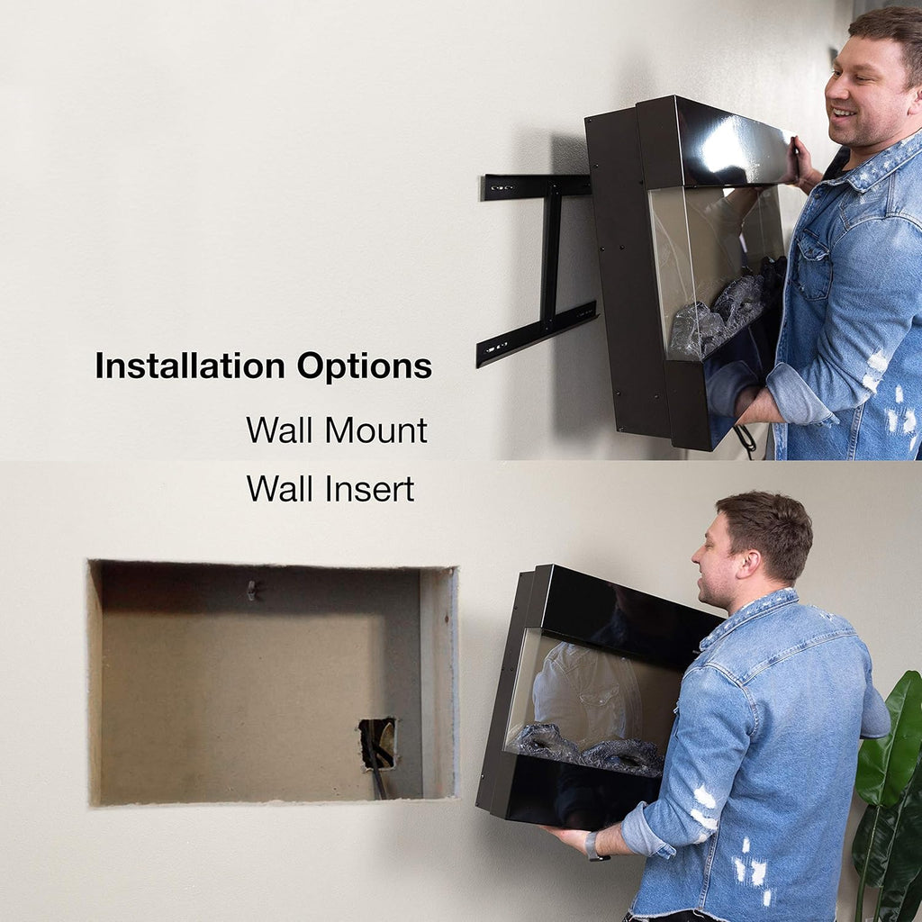 Hampshire 36-inch Wall Mount/Wall Insert LED Electric Fireplace Heater with Timer