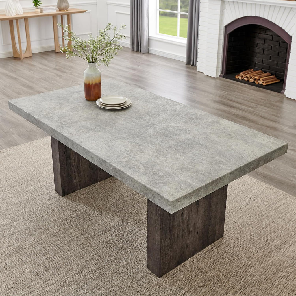 Sorlen Modern 72" Dining Table with 3D Faux Concrete Top