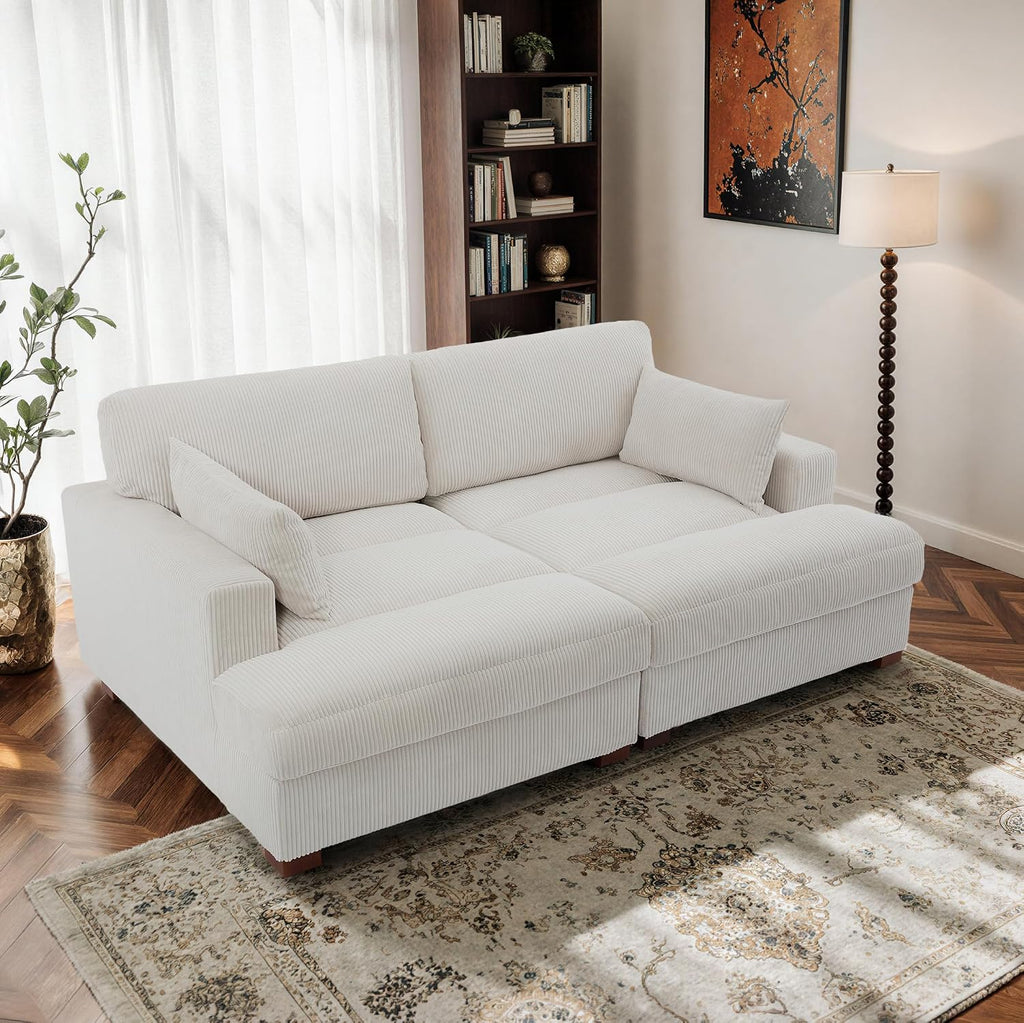 Oversized Chaise Lounge Chair Indoor with Left Armrest, Comfy Upholstered Sofa Bed Recliner Chair , Corduroy Reading