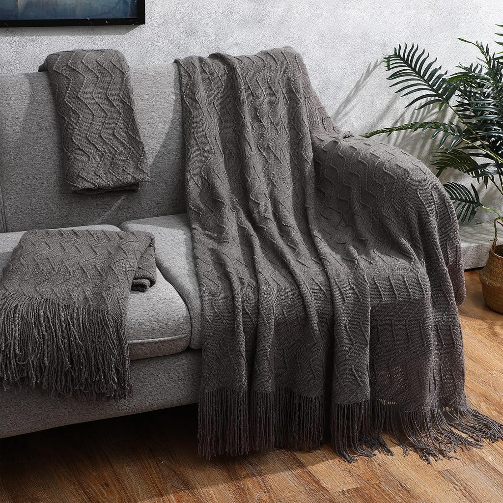 6 Pack Boho Knitted Throw Blankets with Tassels 50x60 Soft Warm Throws Bulk for Wedding Guests Housewarming Employee