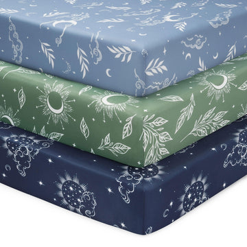 Baby Crib Sheets for Boys and Girls, 3 Pack Fitted Toddler Bed Sheets Neutral for 52"x28" Standard Crib and Toddler