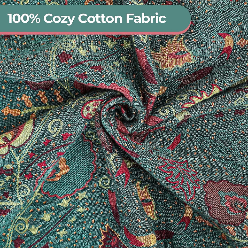 Boho Throw Blanket,100% Ultra Cotton Soft Breathable Bed Throw Floral Printed Farmhouse Decor Rustic Bed Throws