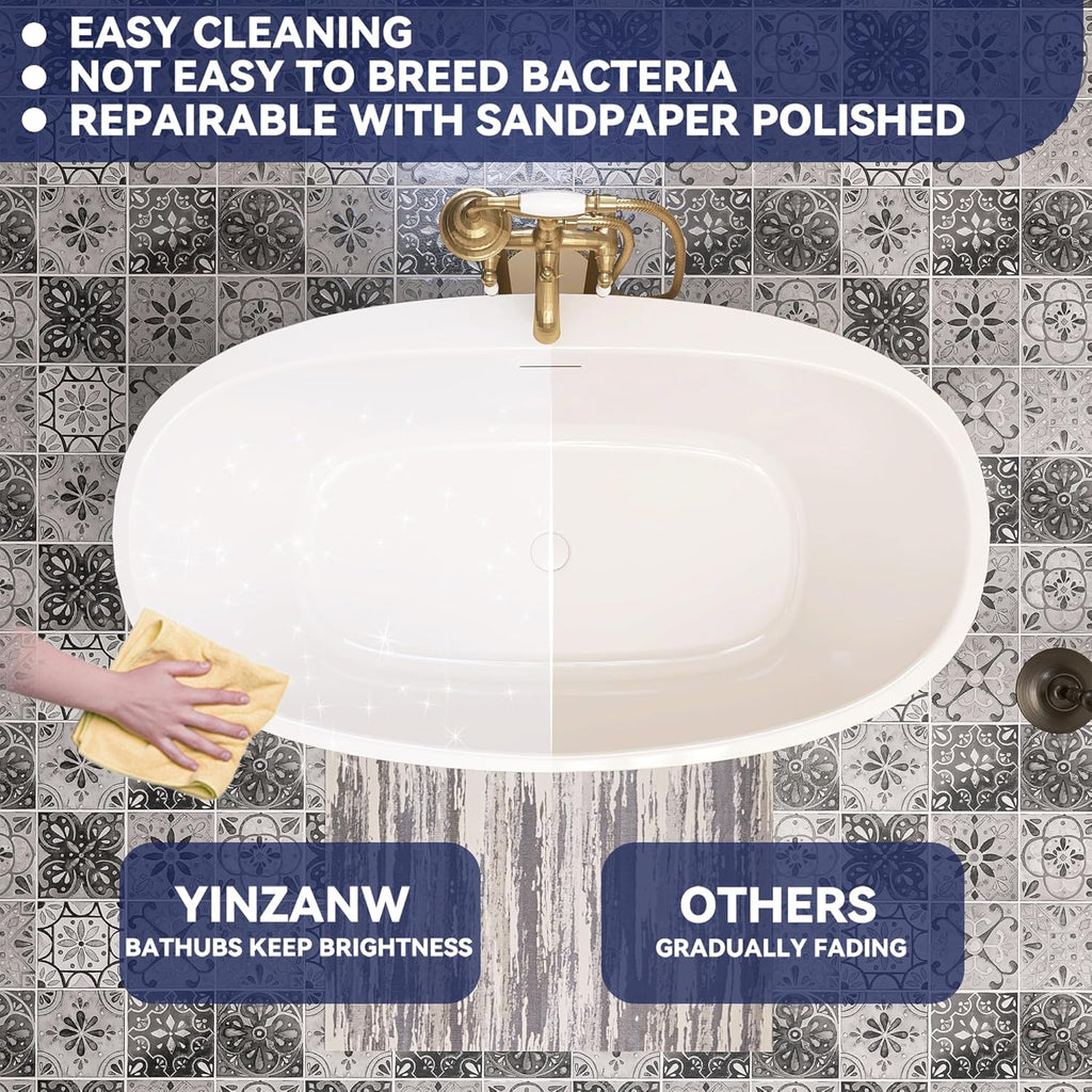 59" Acrylic Free Standing Tub, Stand Alone Tub, Freestanding Bathtub, Soaking Bathtub, cUPC Certified, YL(Glossy White)