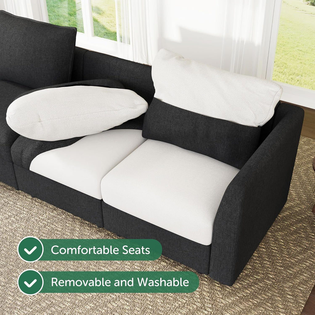 Modular Sectional Couch L Shaped Sectional Sofa with Storage, Convertible Couches - Linen Grey
