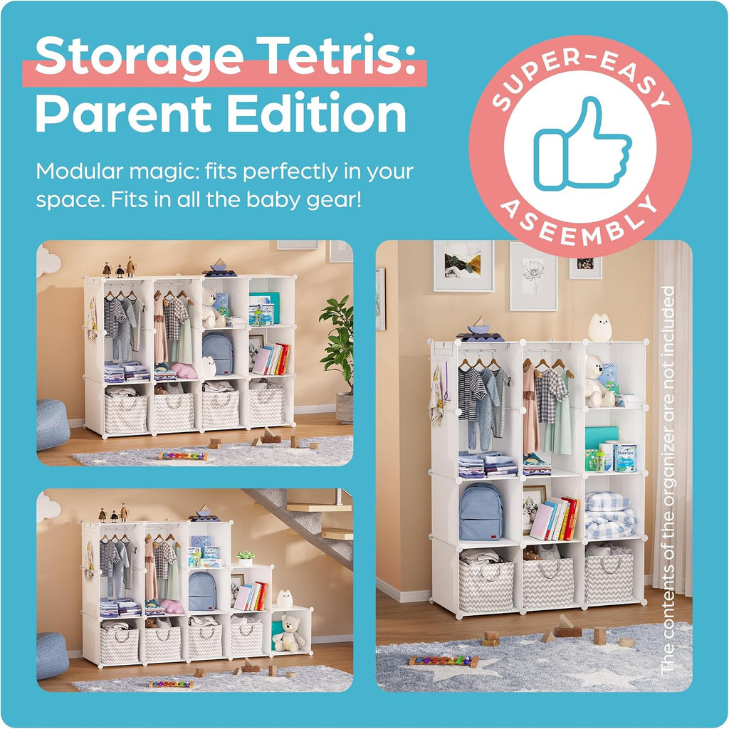 Baby Closet Organizer : Durable Baby Wardrobe for Closet - Customizable Baby Dresser Amoire Shelves - Waterproof