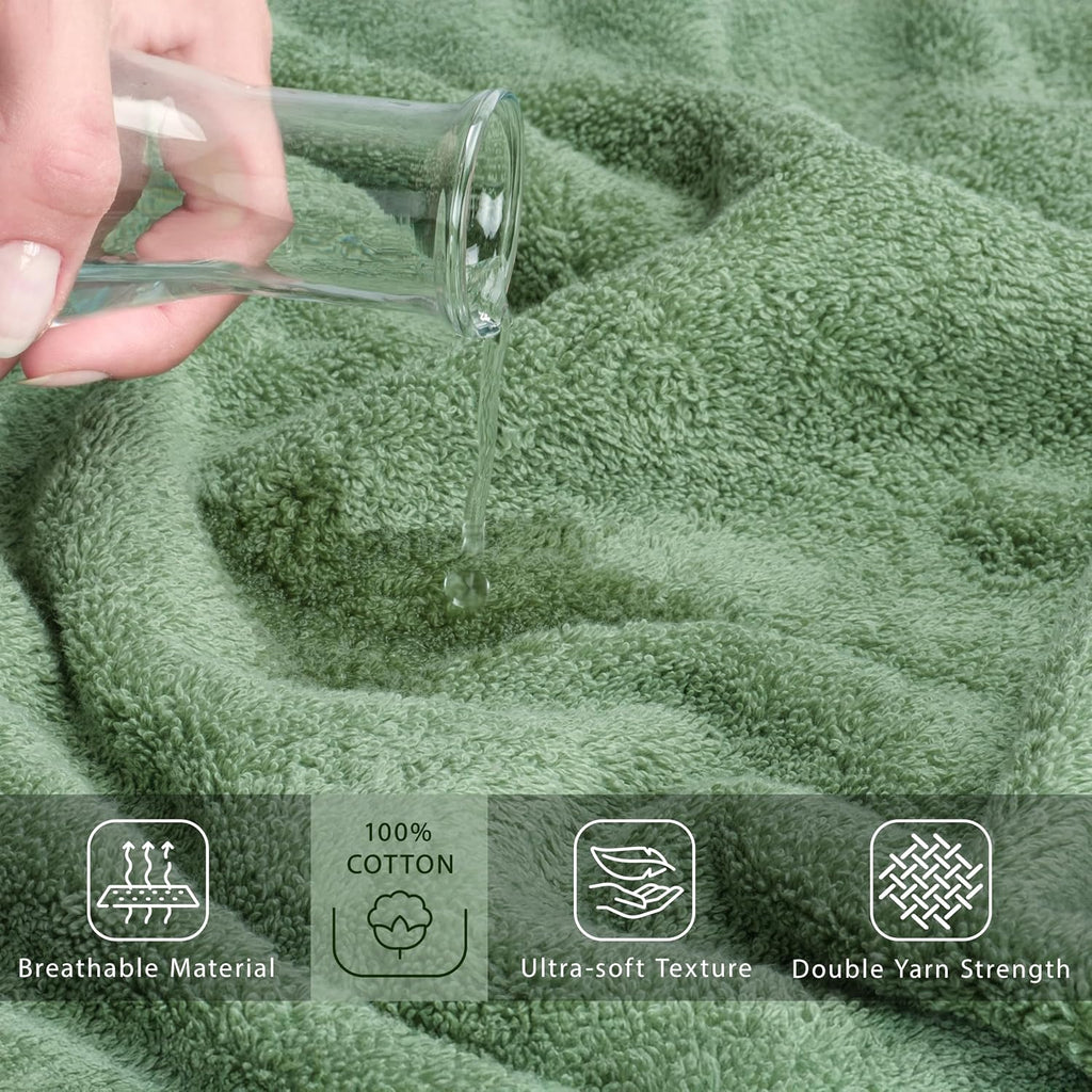 100% Cotton Turkish Towel, Soft Absorbent Quick Dry, 40x80 Oversized Bath Sheet Towel, Sage Green