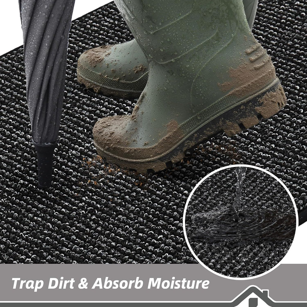 Dirt Trapper Door Mat 24" x 36", Non-Slip Washable Doormats, Black | Entrance Mat Dirt Resistant and Absorbent