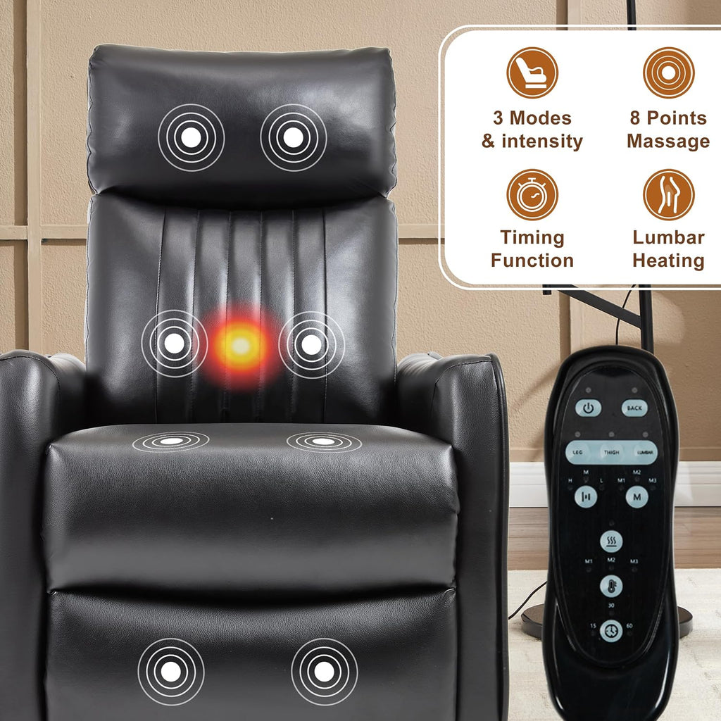Manual Swivel Rocker Recliner Chair for Adults, Overstuffed Recliner Glider with Massage and Heat, Living Room