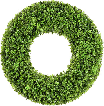 19''Boxwood Wreaths for Front Door,Artificial Spring Wreaths for Farmhouse Wedding Green Year Round Indoor Outdoor