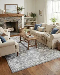 Boston Collection Rug - 10' x 14' Gray Low-Pile Rug Perfect for Living Rooms, Large Dining Rooms, Open Floorplans