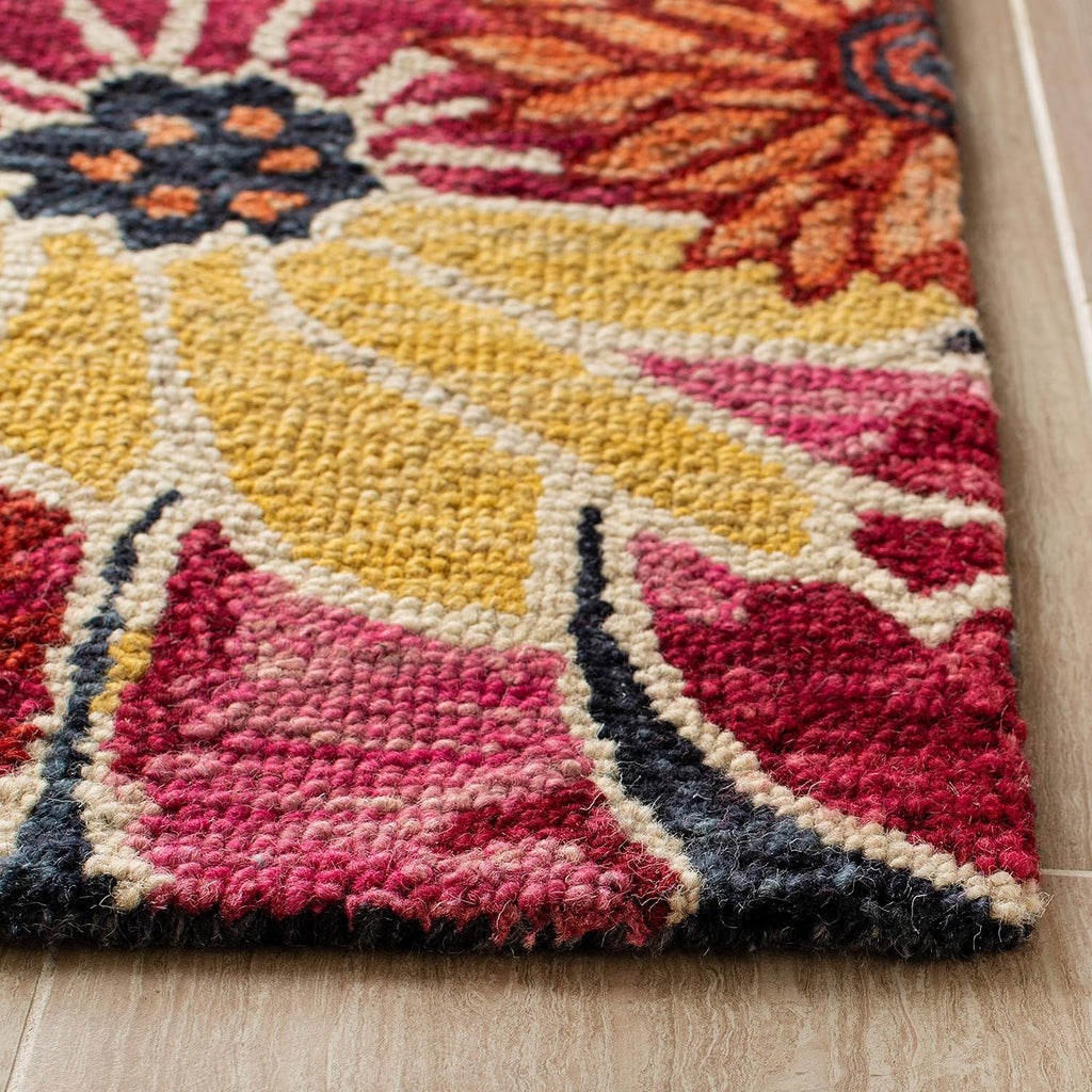 Aspen Area Rug - 10' x 14', Charcoal & Blue, Handmade Boho Floral Wool
