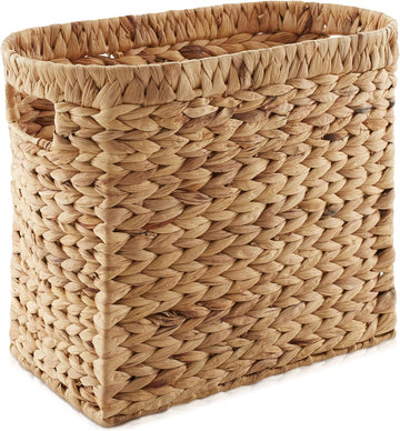 Woven Magazine Holder with Handles, Natural - Water Hyacinth Storage Basket